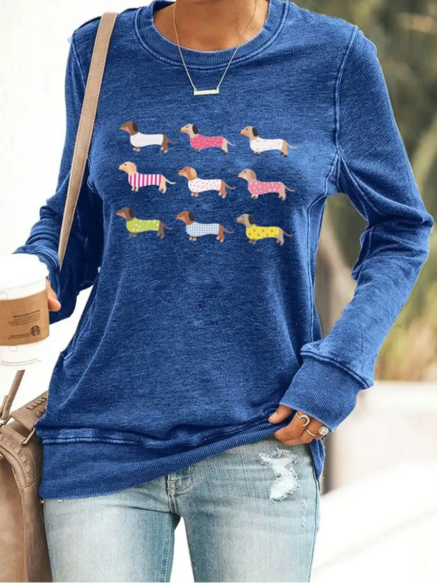 Women's Dachshund Print Sweatshirt