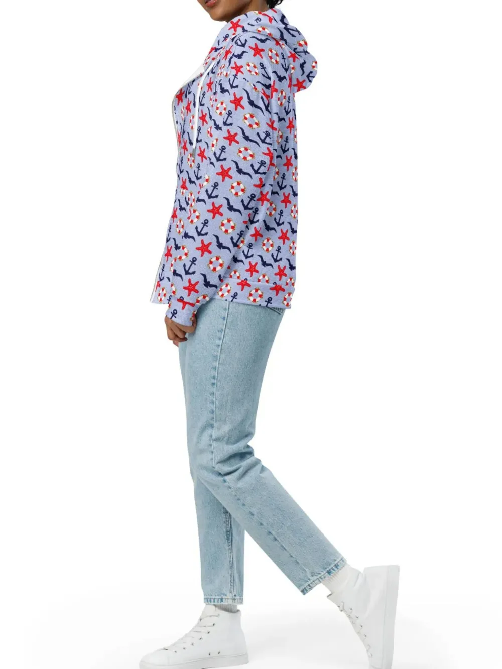 Nautical Themed Zip Hoodie