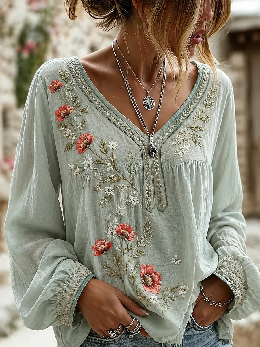 Women's floral print V-neck top