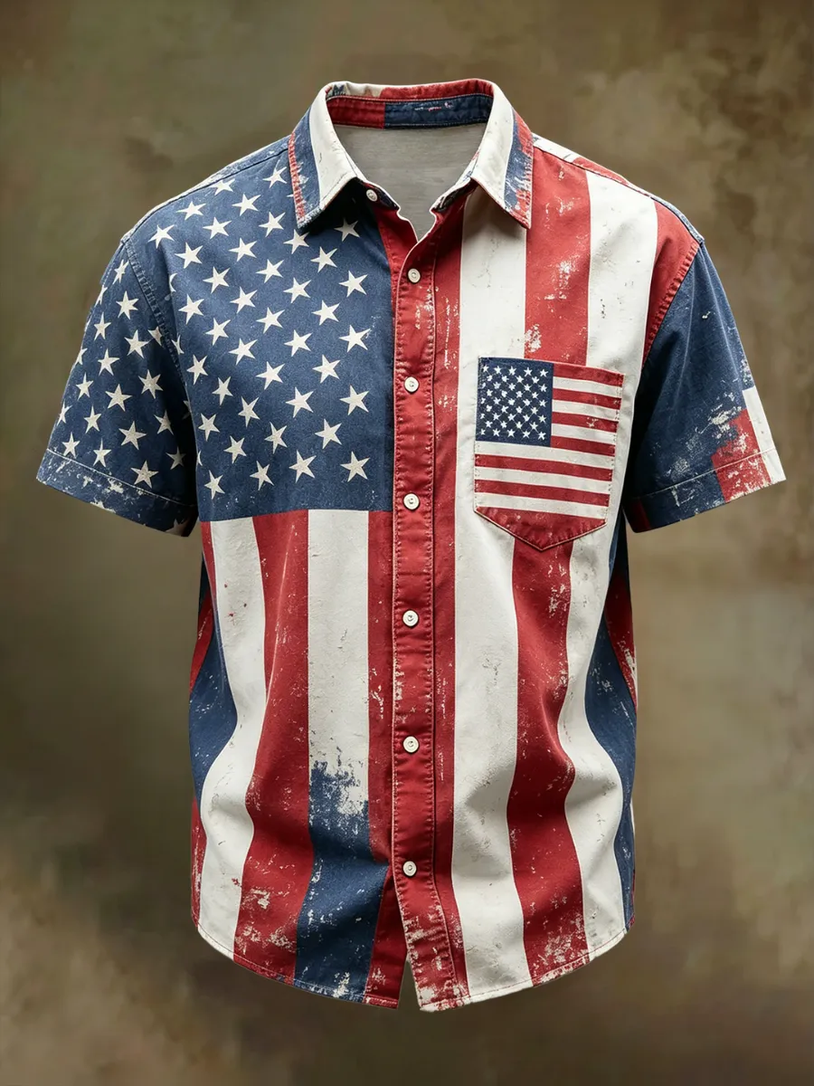 Men's 250th Anniversary Casual Retro Short Sleeve Shirt