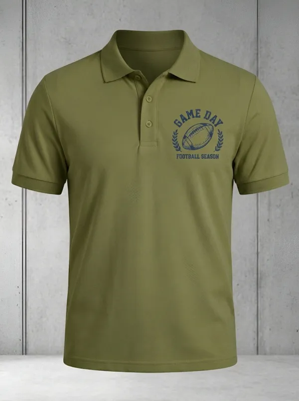 Men's Football Lover Game Day Wreath Printed Polo Shirt