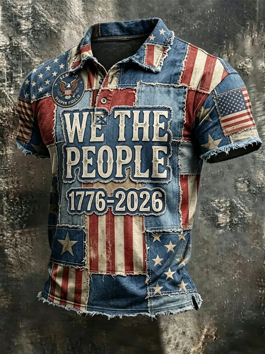 Men's 250th Anniversary Print Casual Polo Shirt
