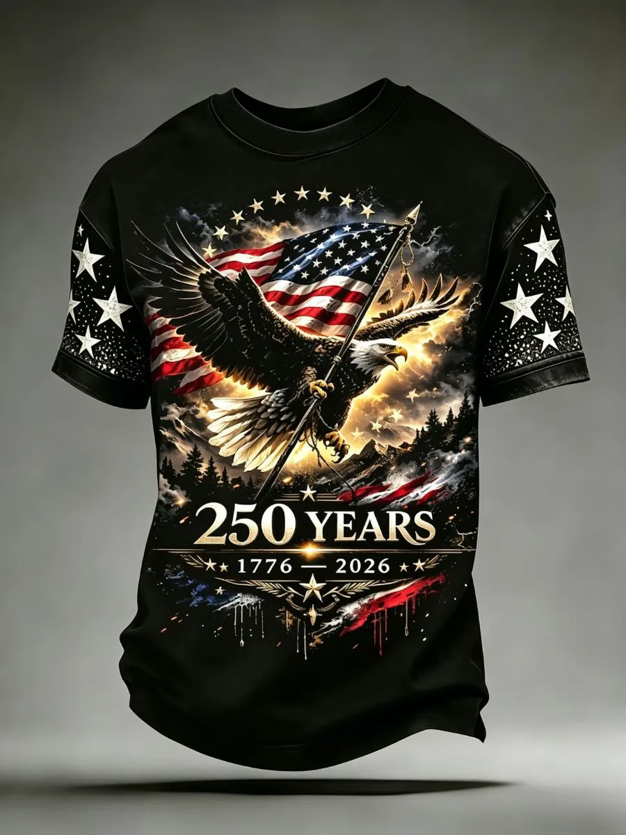 Men's 250th Anniversary Celebration Bald Eagle Printed T-shirt