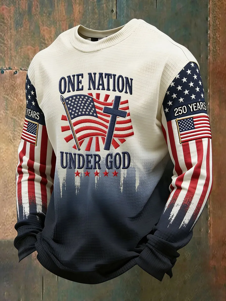 Men's American Independence 250th Anniversary Waffle Knit Long-Sleeve T-Shirt