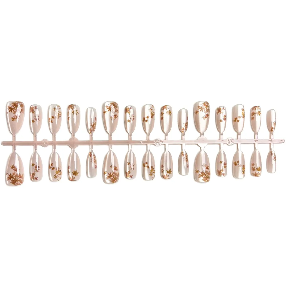 Nailhour 30Pcs Nude Short Almond French Cat Eye Press On Nails