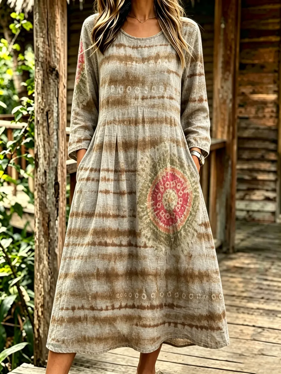 Women'S Casual Floral Bohemian Art Print Dress