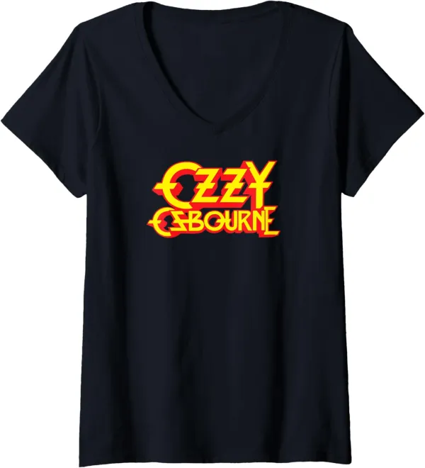 Womens Ozzy Osbourne - Classic Logo V-Neck T-Shirt