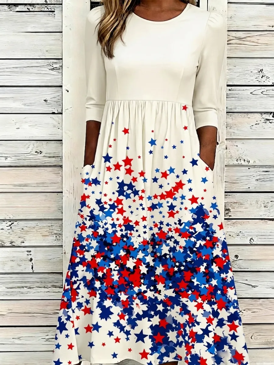 Women'S Flag Floral Print Dress