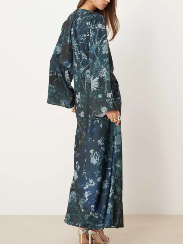 Floral Print Flared Sleeve Dress