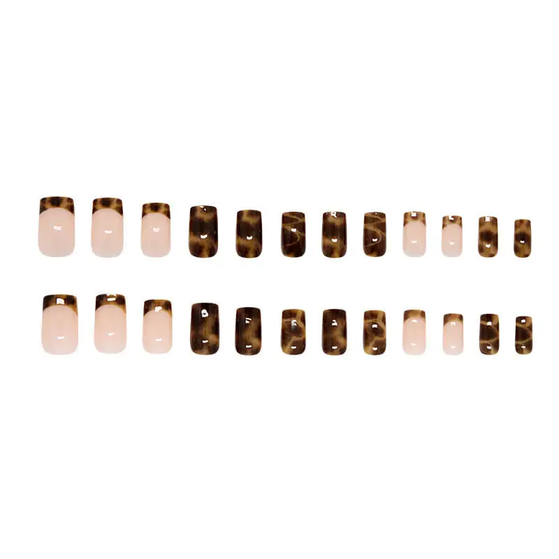 Nailhour 24Pcs Autumn French Medium Square Press On Nails