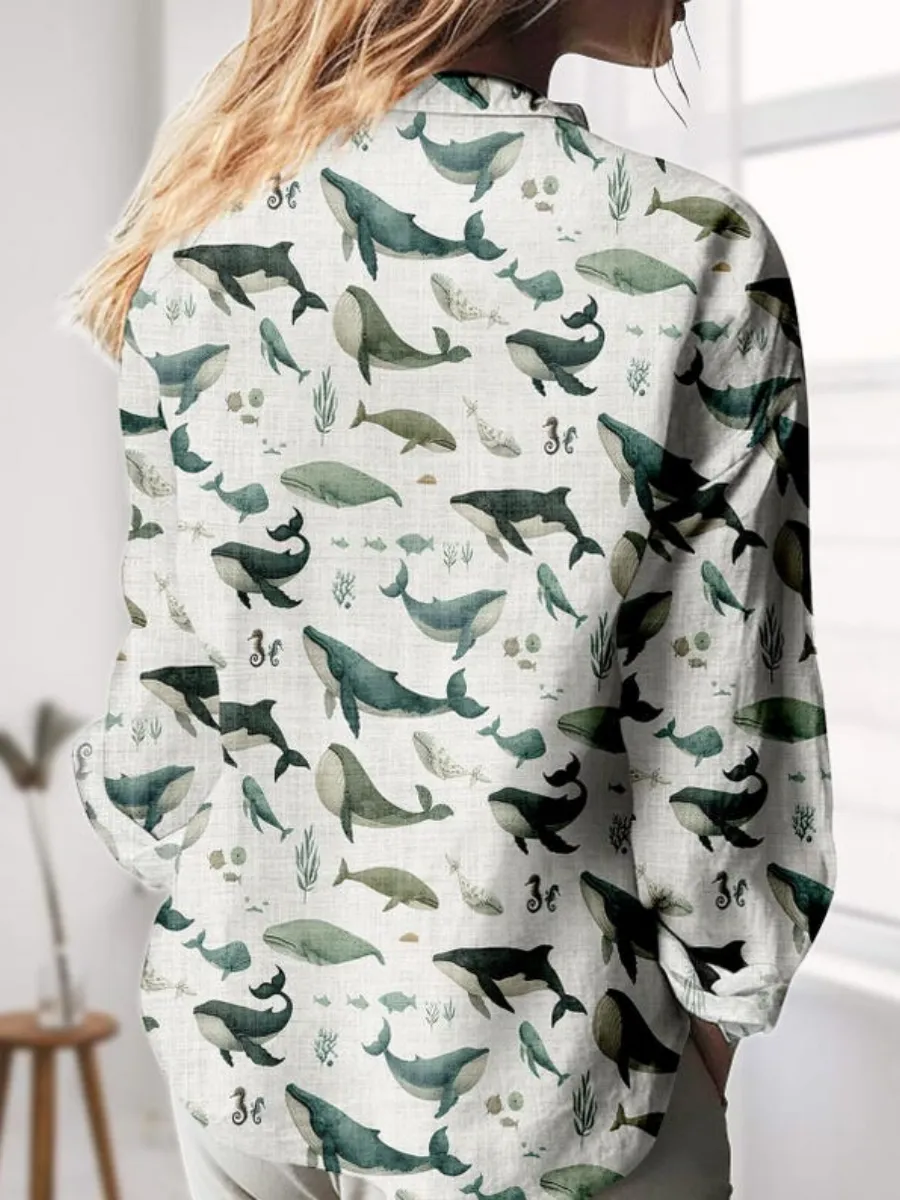 Whale Long Sleeve Casual Shirt