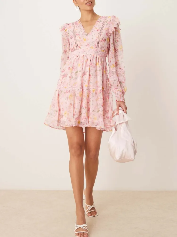Ruffled Floral Mini Dress