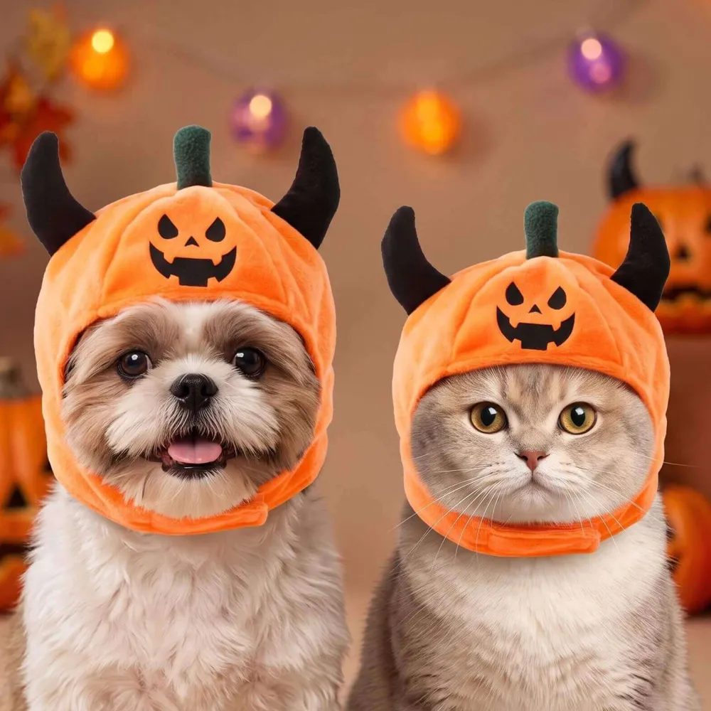 1Pcs Halloween Pet horn pumpkin hat
