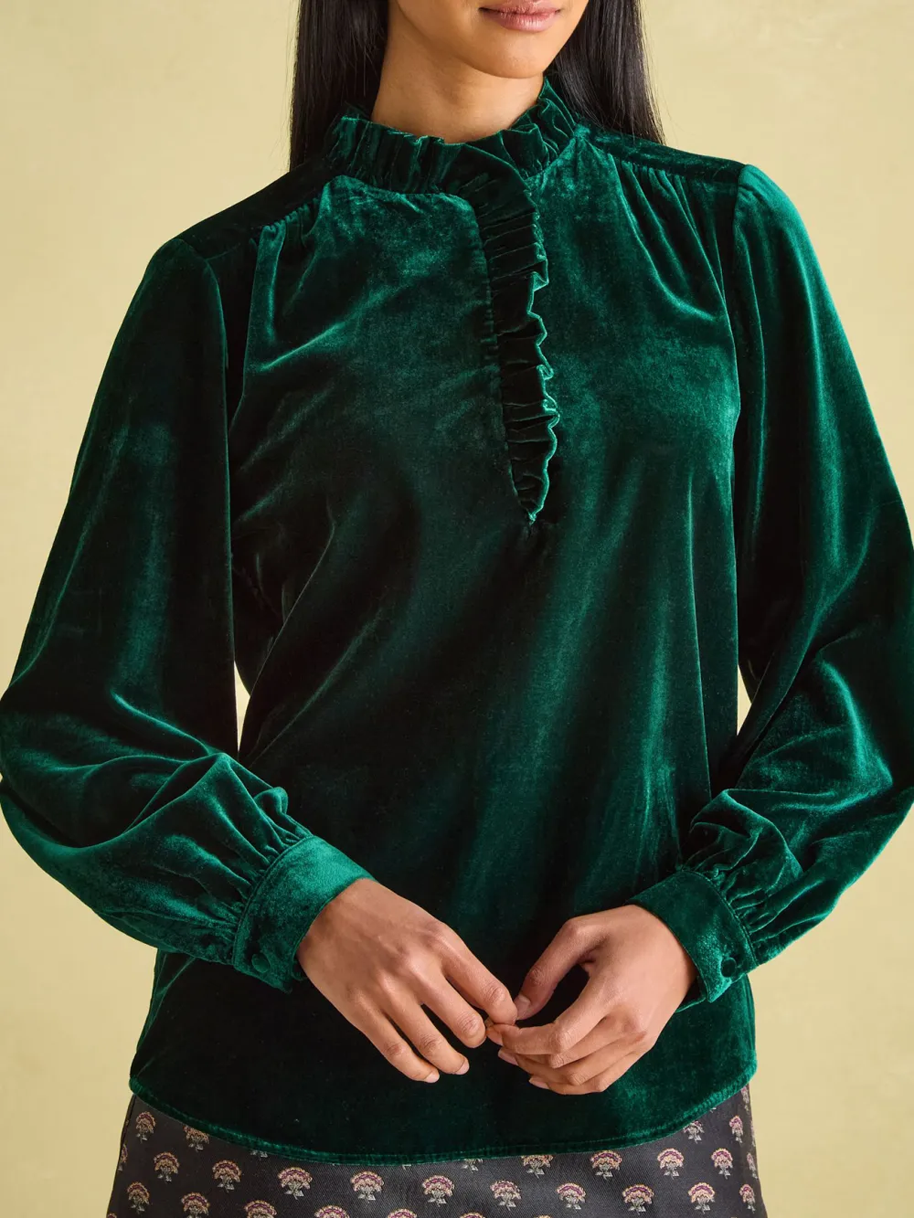 Green Velvet Blouse