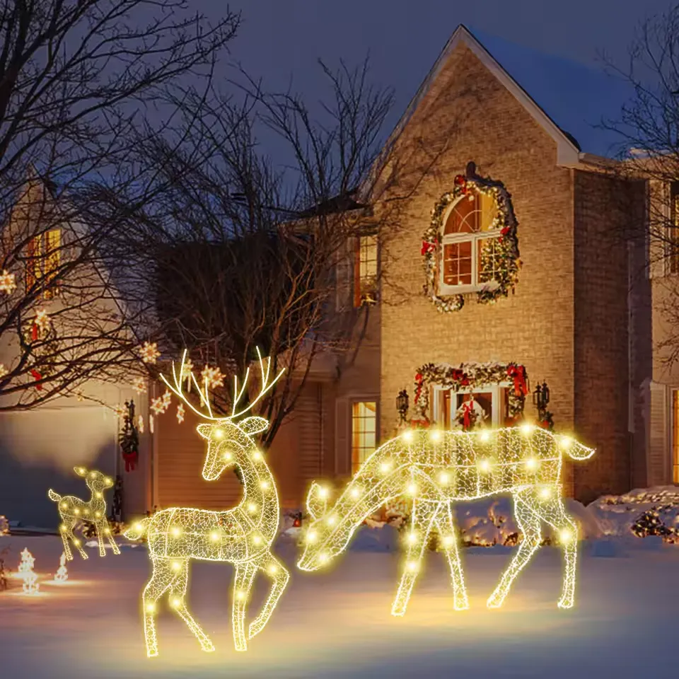 DIY Reindeer Ornaments Battery Powered Iron Art Reindeer Yard