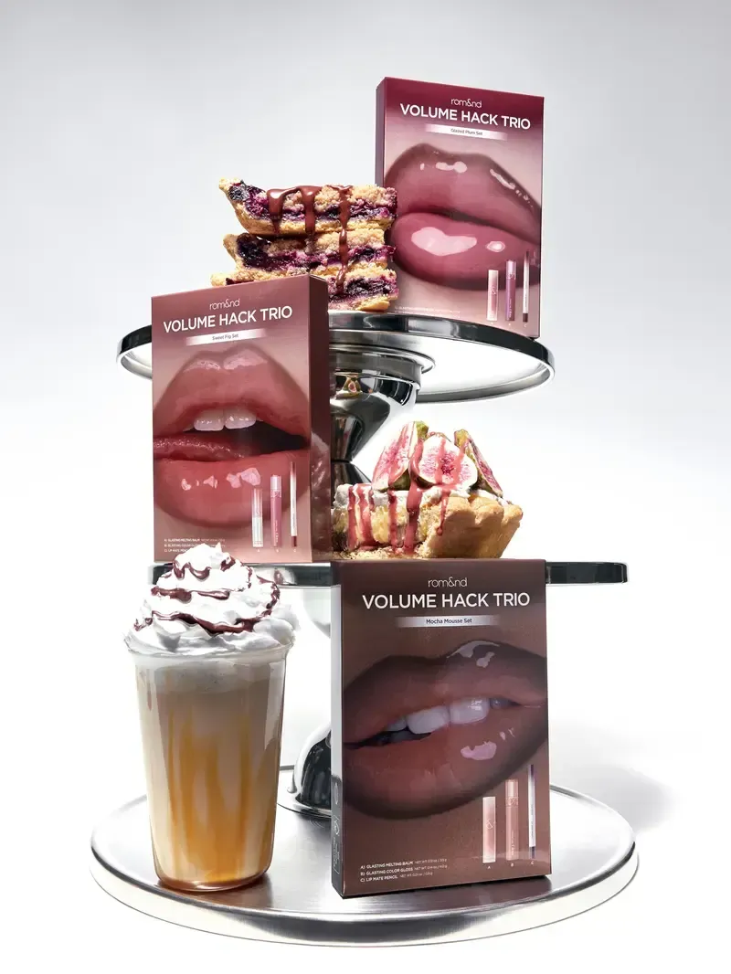[rom&nd Official Shop] rom&nd LIP VOLUME HACK TRIO (3 Shades, Lip Mate Pencil 0.5g & Melting Balm 3.5g & Color Gloss 4g)