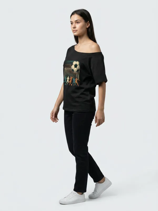 Women's Soccer Fan Retro Goal Players Printed T-shirt