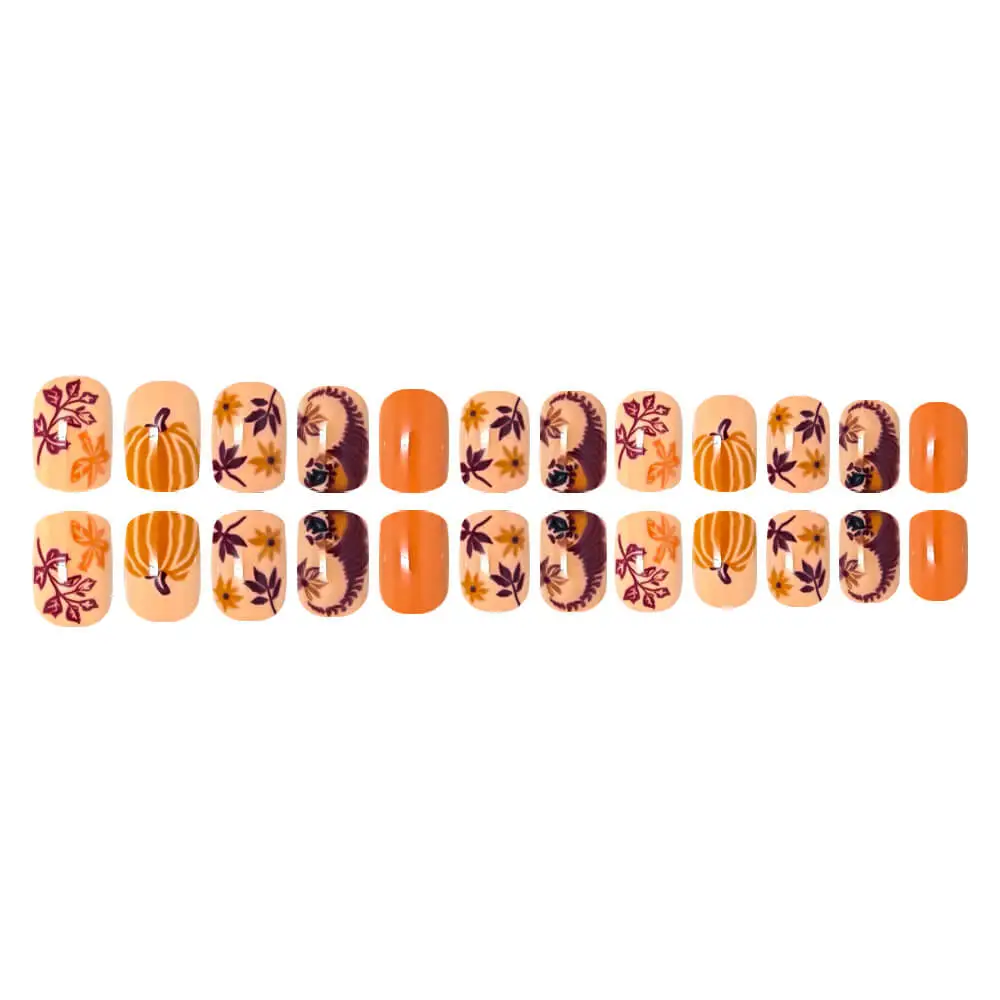 Nailhour 24Pcs Autumn Daily Short Squoval Press On Nails