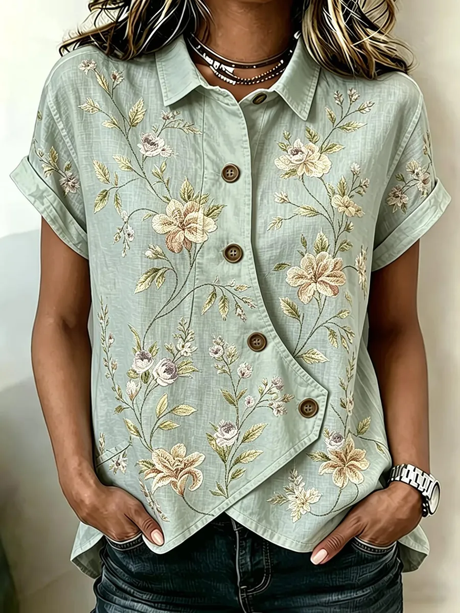 Women's Spring/Summer Floral Casual Daily Elastic Shirt