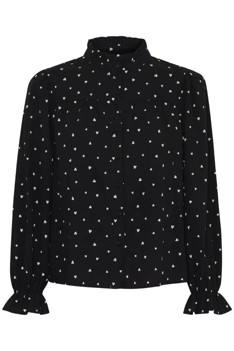 Dot Patterned Puff Sleeve Shirts