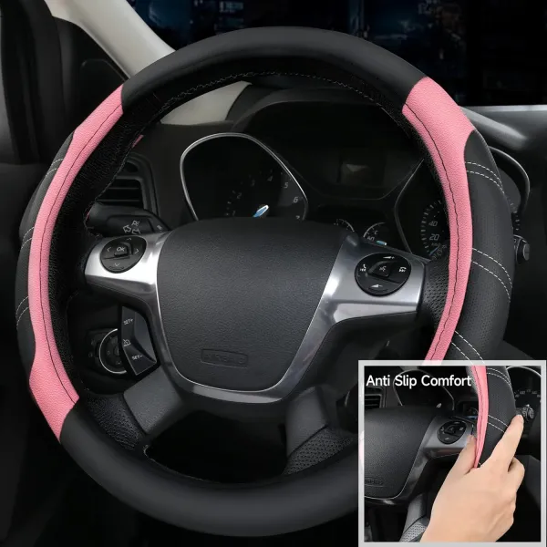 Simple Style Ultra-Fine Steering Wheel Cover And Waterproof Car Floor Mat Combination