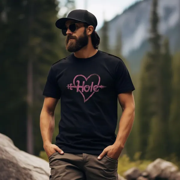 Men's HOLE and Heart Printed T-Shirt