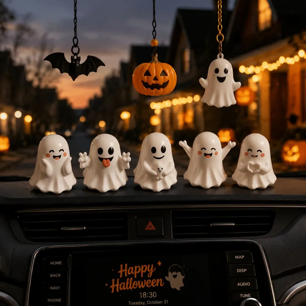 5Pcs Halloween Funny Ghost Figurines And Creative Desktop Decorations