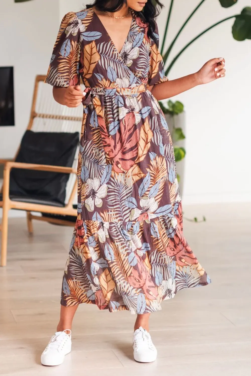 Floral Print Wrap Maxi Dress