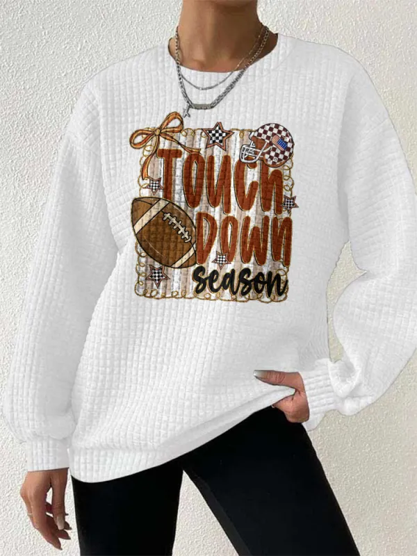 Touch Down Season Casual Crew Neck Long Sleeve Sweatshirts