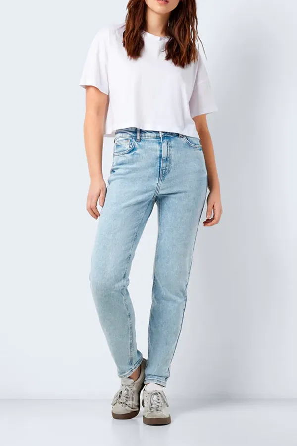 High Waist Straight Cropped Jeans