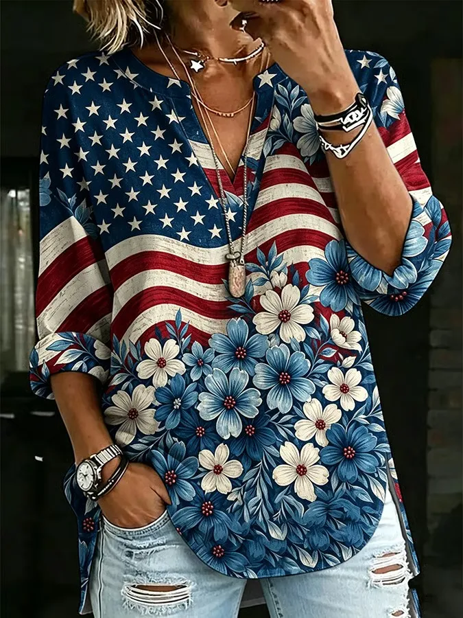 Women'S US 250 Anniversary Print Casual Shirt