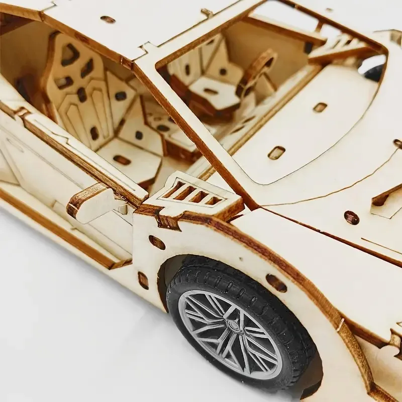 Exquisite And Handsome Wooden Splicing Toy Car Model