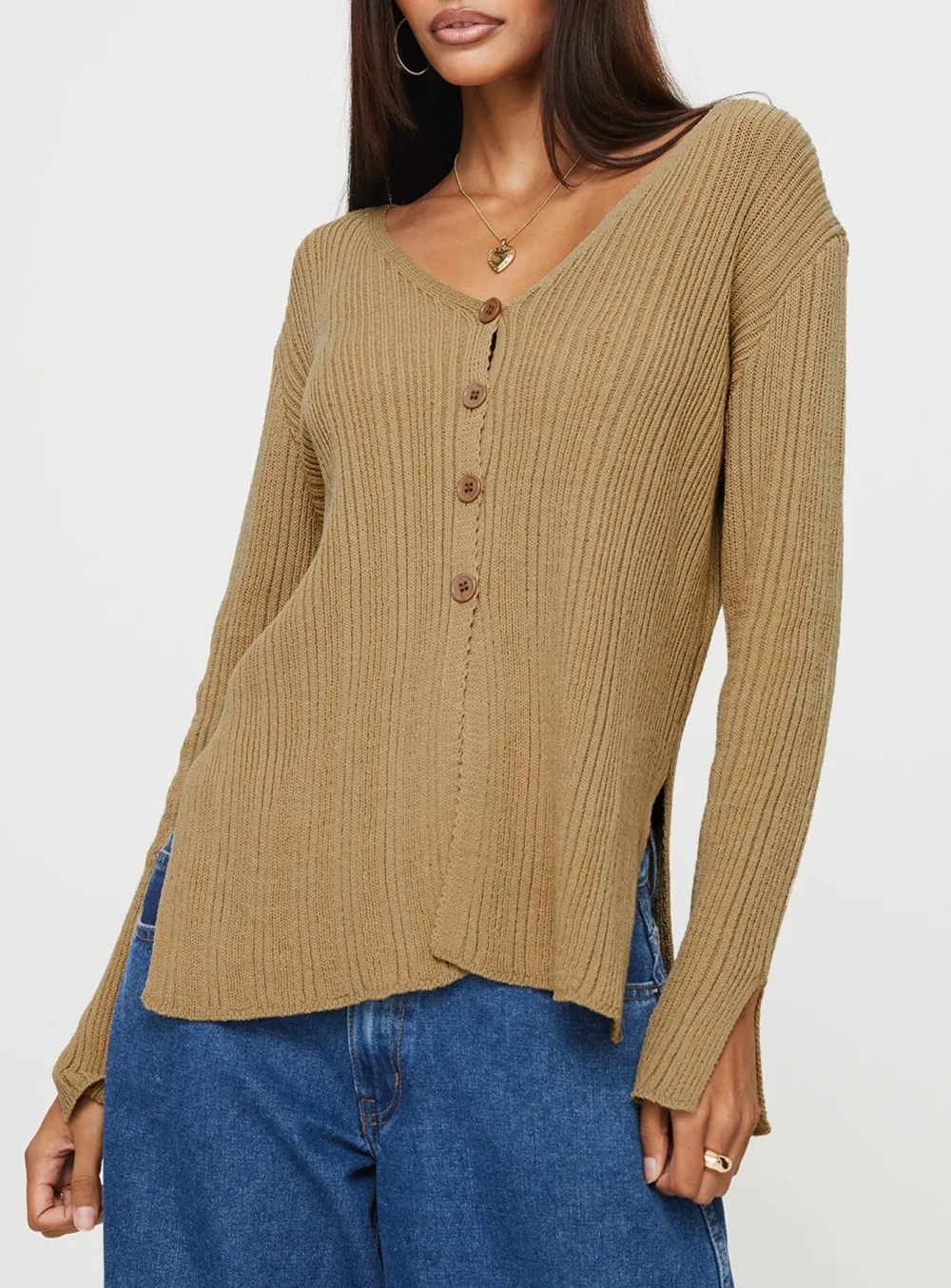 Knit Cardigan Beige Marle