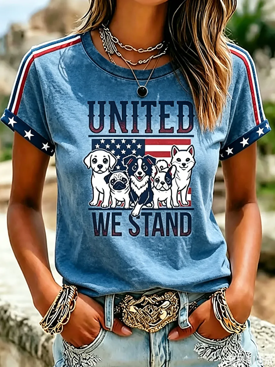 Women'S Proud American Dog 250Th Anniversary Patriotic Claw Print T-Shirt