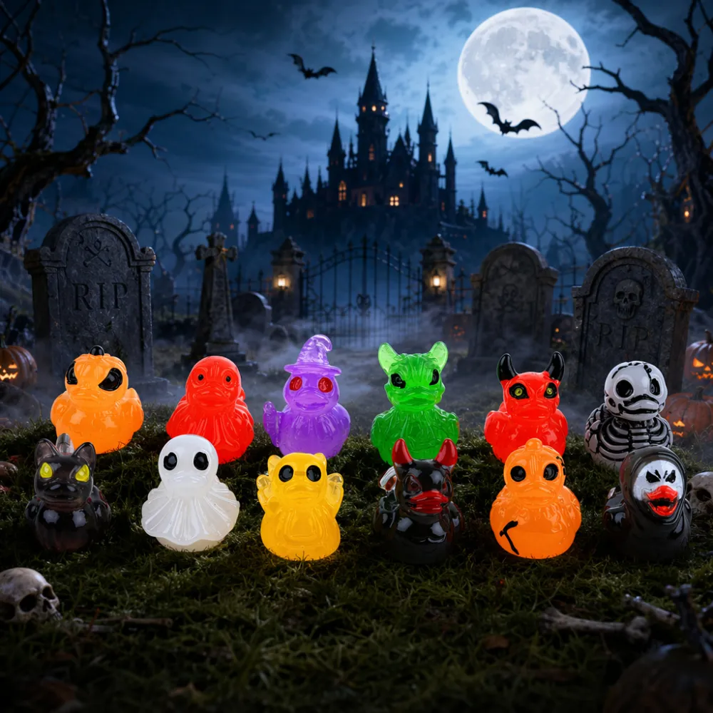 Random Mini Devil Ghost Skull Resin Ducks Cute Spooky Desktop Decor