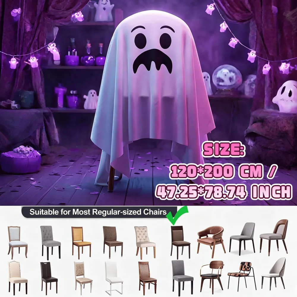 2Pcs Halloween Full-coverage Dust Cover For Dining Chairs