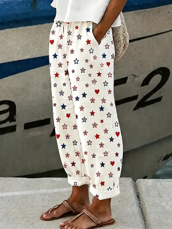 Women'S Flag Printed Casual Pants