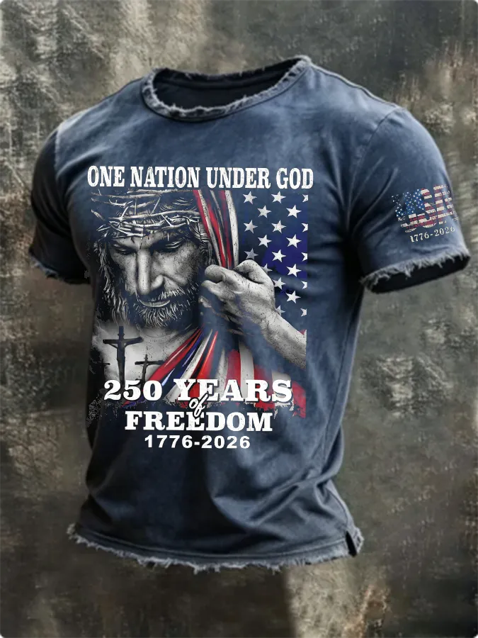 Men's American Flag Printed Casual T-shirt
