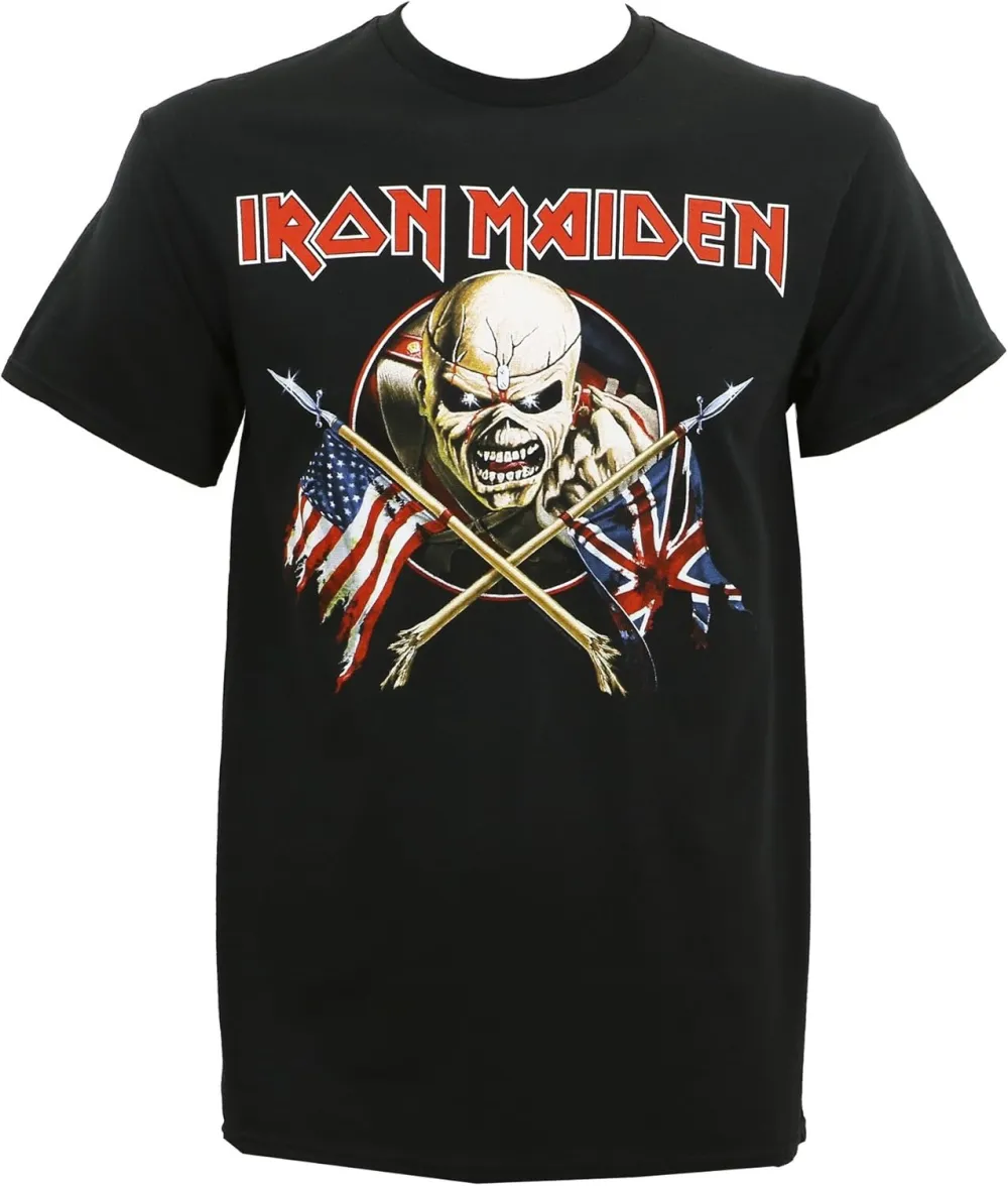 Men's Iron Maiden Crossed Flags T-Shirt