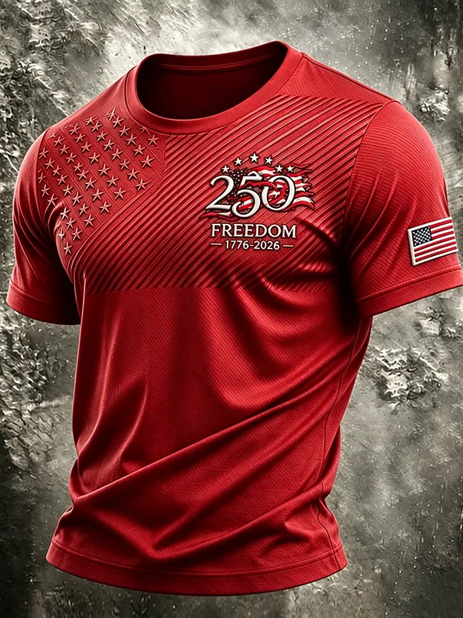 Men's Patriotic American Flag Print T-shirt