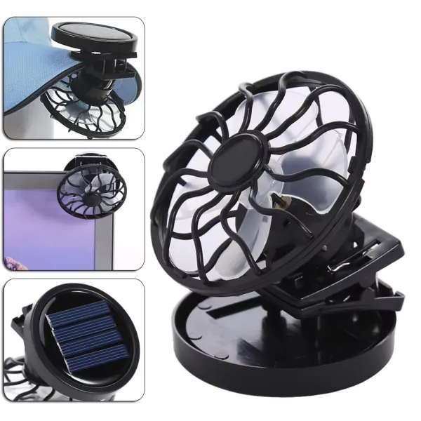 The Mini Solar-Powered Fan Can Be Clipped Anywhere.