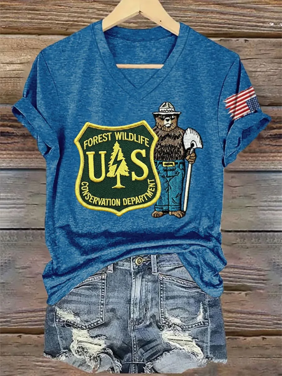 Women's Resist Bear Save The Forest Service Print T-shirt