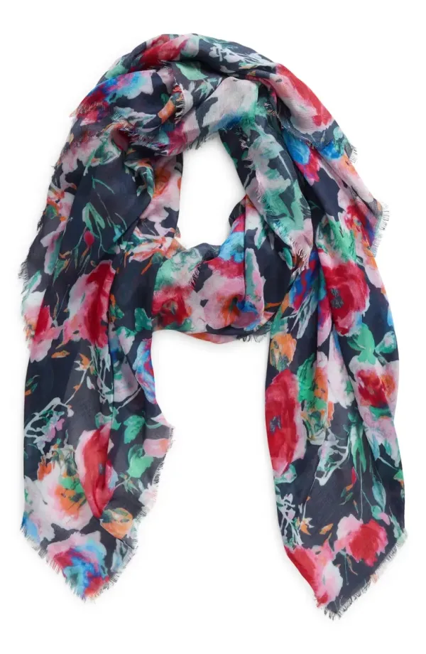 Floral Printed Fringe Scarfs