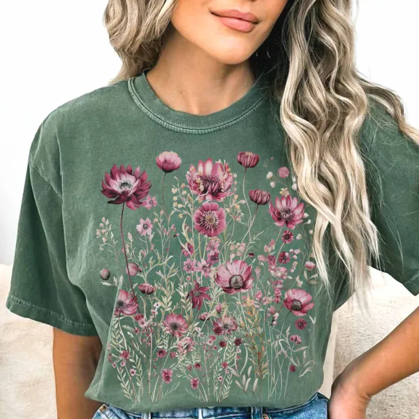 Vintage Wildflower Maroon Floral Shirt