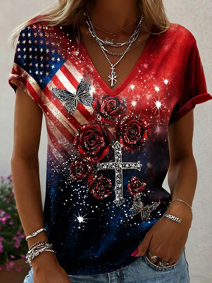 Women's Vintage Faith American Founding 250th Anniversary Short-Sleeved T-Shirt