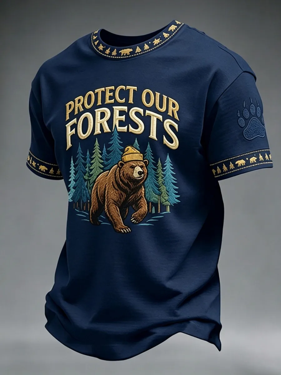 Vintage Protect Our Forests Pattern Men's T-Shirt