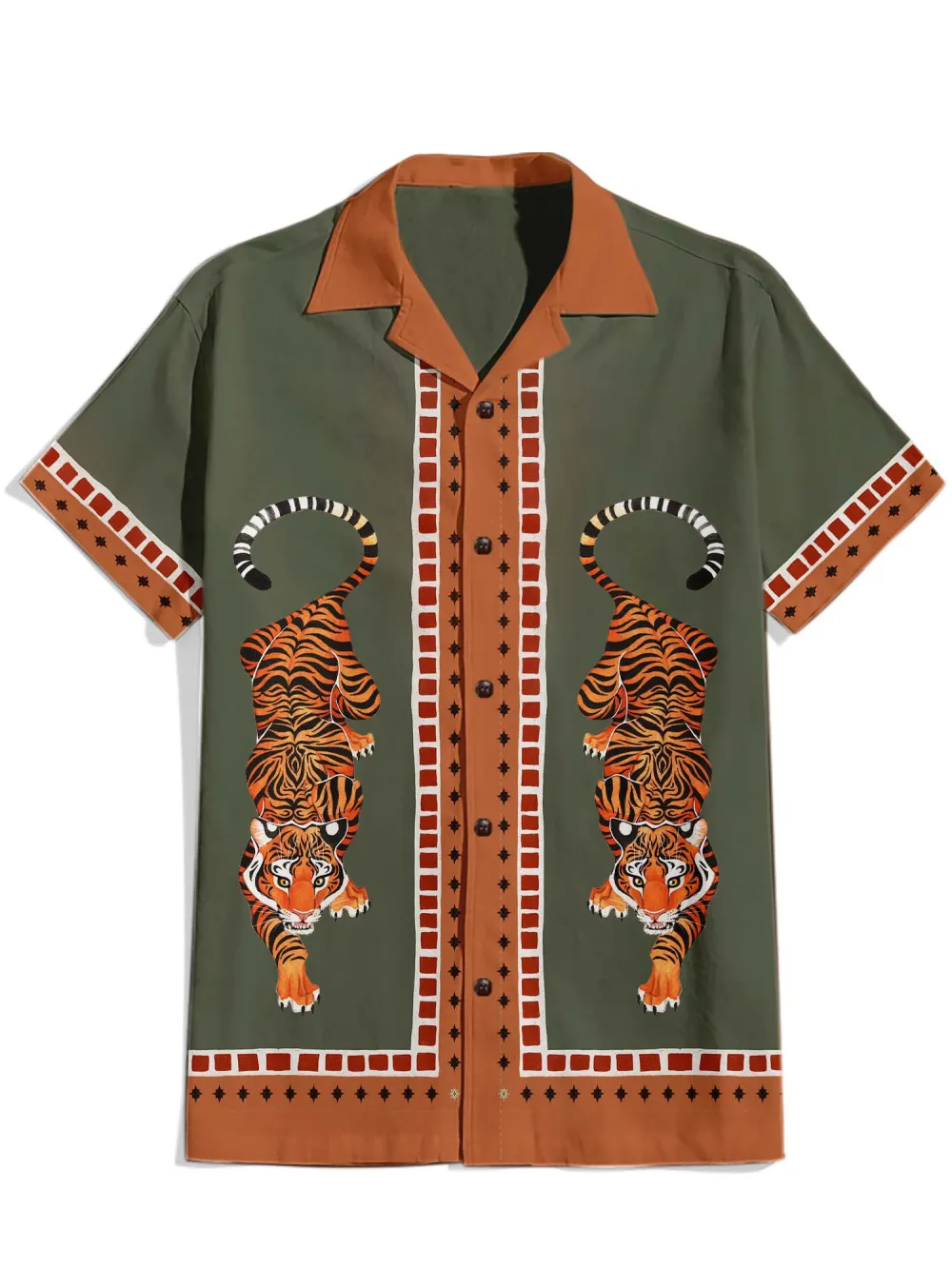 Tiger - 100% Cotton Cuban Collar Shirt