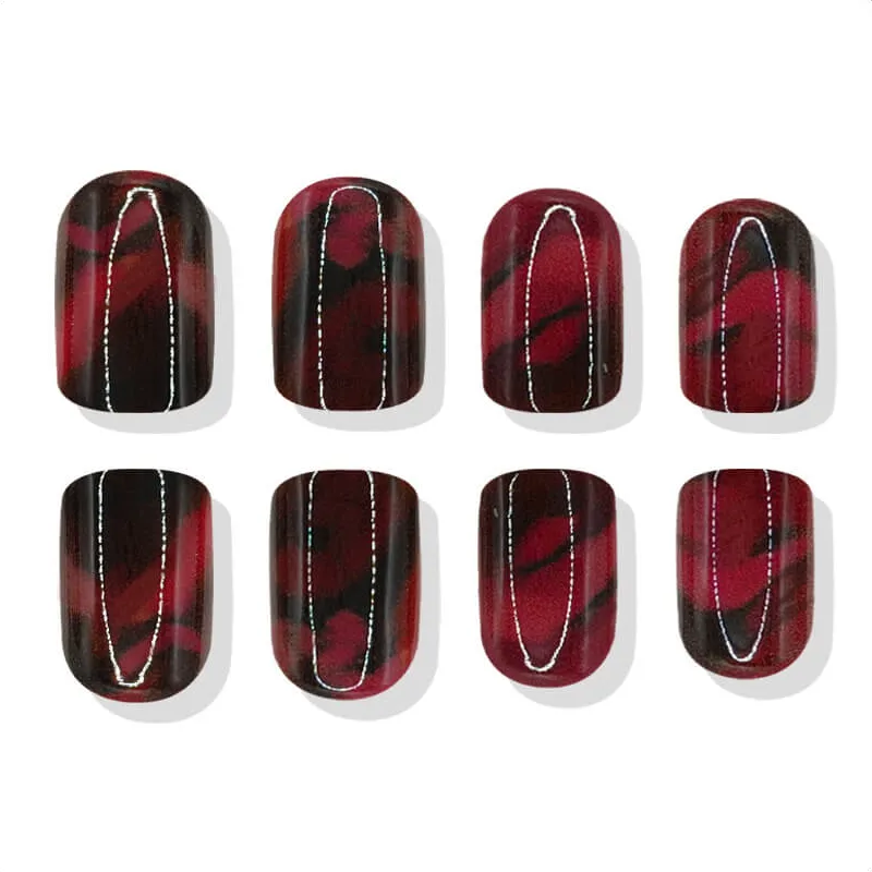 Nailhour 24Pcs Halloween Short Square Blood Amber Press On Nails