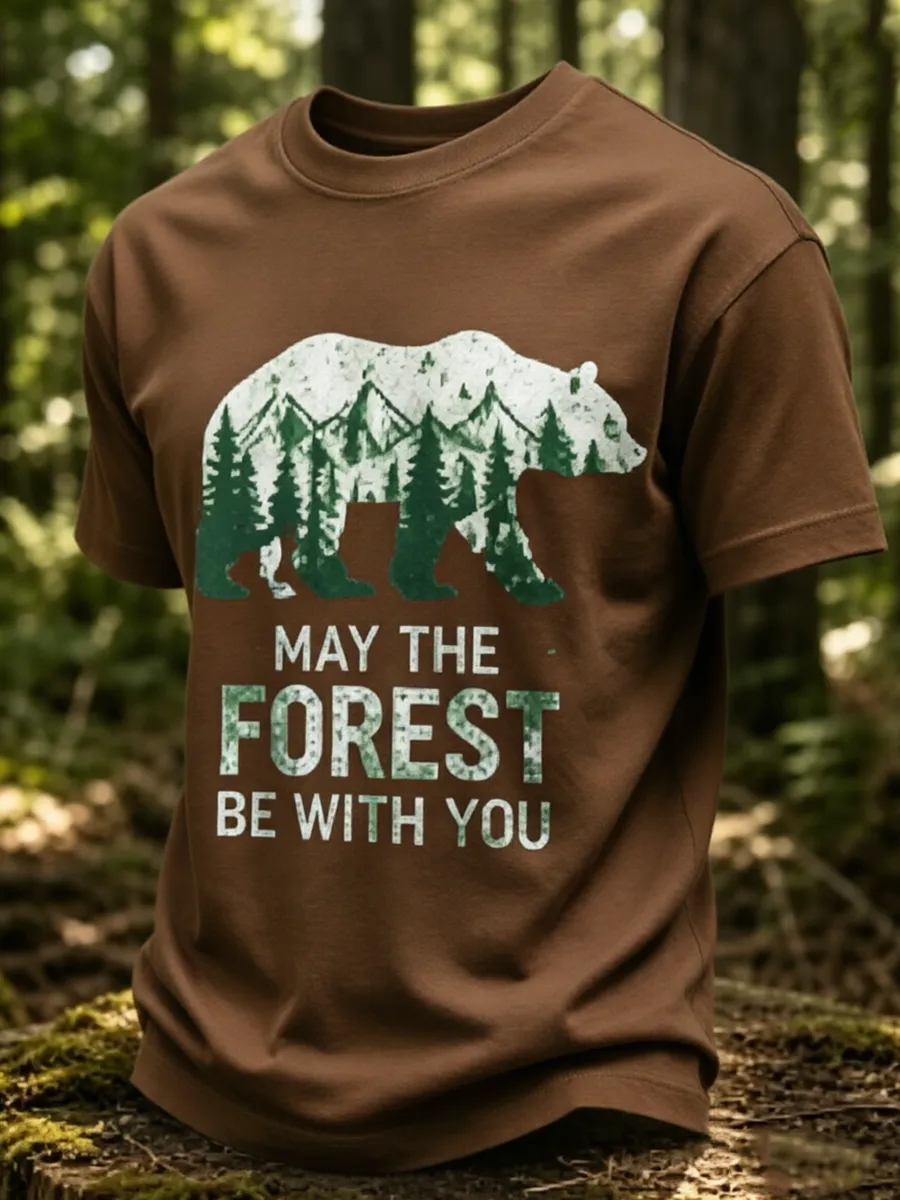Men's May The Forest Be With You Printed Casual T-Shirt