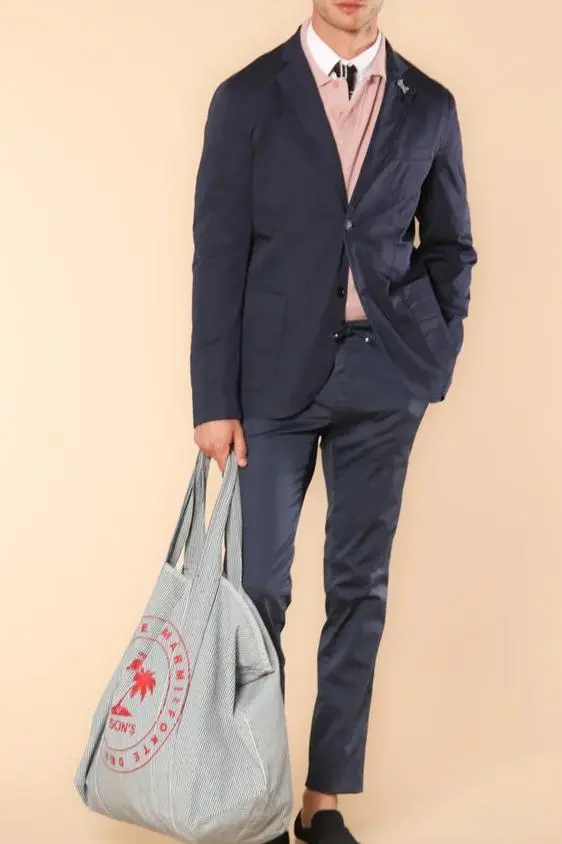 Men's Business Casual Fashion Navy Blue Blazer